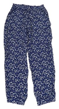 Tmavomodré turecké květované kalhoty Y.F.K.