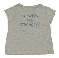 Šedé melírované tričko s nápisem a hvězdičkami Vertbaudet