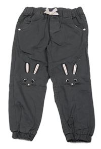 Šedé plátěné cuff kalhoty se zajíčky Dopodopo