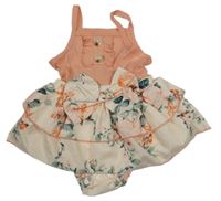 Broskvovo-pudrové body s květy 