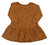 Béžové bavlněné šaty se srdíčky 