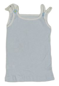 Světlemodro-bílý pruhovaný žebrovaný top s kytičkami 