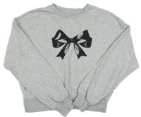 Šedá melírovaná crop mikina s mašlí H&M