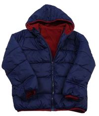 Tmavomodrá prošívaná šusťáková zimní bunda s kapucí M&Co