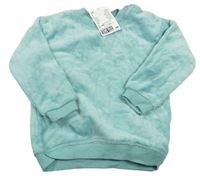 Mentolová plyšová mikina se srdíčky H&M