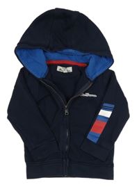 Tmavomodrá propínací mikina s logem a kapucí Ben Sherman