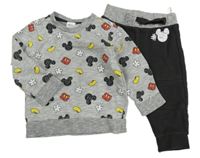 2Set - Šedá melírovaná mikina s Mickey + černo/šedé tepláky C&A