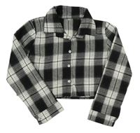 Černo-bílá kostkovaná crop halenka SHEIN