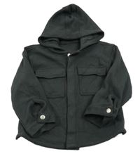 Tmavošedá žebrovaná košilová bunda s kapucí George