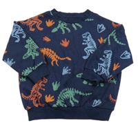 Tmavomodrá oversize mikina s kostrami dinosaurů F&F