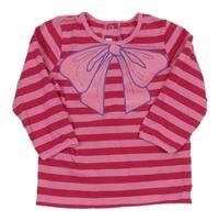 Malinovo-růžové pruhované triko s mašlí H&M