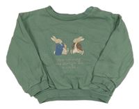 Olivová oversize mikina s králíčky - Peter Rabbit M&S
