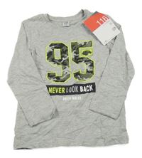 Nové - šedé melírované triko s číslem a monster truckem Kiki&Koko