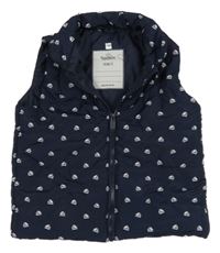 Tmavomodrá prošívaná šusťáková zateplená vesta s lodičkami Topomini