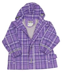 Fialovo-tmavofialovo-bílá kostkovaná nepromokavá bunda s odepínací kapucí Playshoes