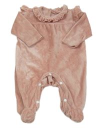 Starorůžová plyšová kombinéza s volánky 