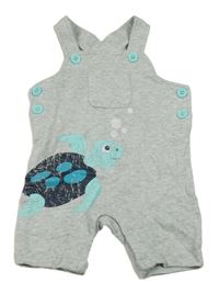 Šedé melírované teplákové laclové kraťasy se želvičkou a kapsou Topomini