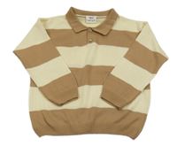 Hnědo-smetanový pruhovaný svetr s límečkem De Facto