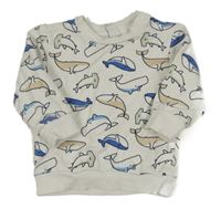 Smetanová mikina se žraloky a velrybami a kladivouny Topomini