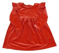 Červené lesklé sametové šaty s volánky St. Bernard