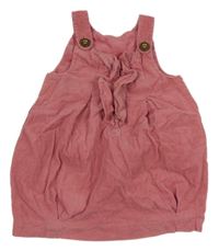 Růžové manšestrové šaty s volánky Next