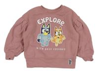 Starorůžová mikina s Bluey a Bingem PRIMARK