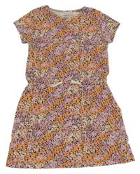 Černo-fialovo-oranžové kytičkované šaty name it.