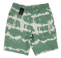 Nové - olivovo-bílé batikované teplákové kraťasy St. Bernard