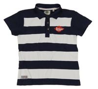 Tmavomodro-bílé pruhované polo tričko s logem Lee Cooper