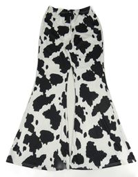 Bílo-černé vzorované flare kalhoty SHEIN