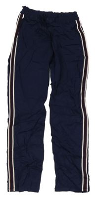 Tmavomodré paper bag lehké kalhoty s mašlí a pruhy H&M