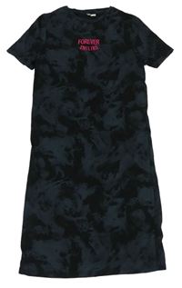 Černo-šedé batikované šaty s nápisy F&F