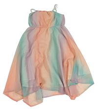 Růžovo-lila-tyrkysové šifonové šaty H&M
