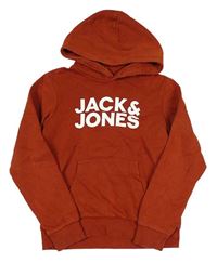 Vínová mikina s nápisem a kapucí Jack & Jones