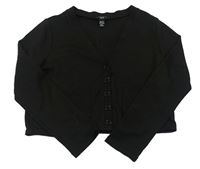 Černá úpletová propínací crop mikina New Look