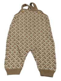 Hnědo-béžové vzorované pletené laclové tepláky H&M