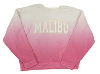 Bílo-růžová ombré crop mikina s nápisem zn. Matalan