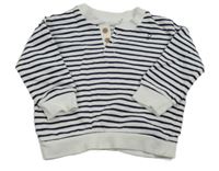 Bílo-tmavomodrá pruhovaná mikina s knoflíky zn. George