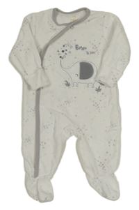 Bílý sametový overal se slonem a hvězdami zn. Early Days