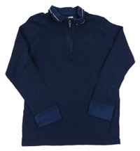 Tmavomodré vzorované polo triko s výšivkou zn. F&F