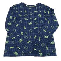 Tmavomodro-modré kostkované triko s obrázky Nutmeg