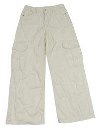 Smetanové wide leg cargo rifle H&M