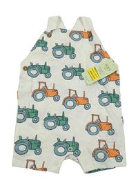 Nové - Bílé bavlněné laclové kraťasy s traktory M&S