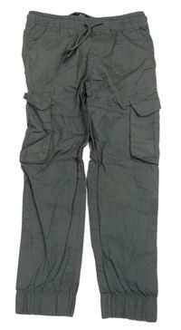 Tmavošedé plátěné cargo cuff kalhoty Matalan