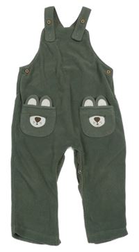 Khaki fleecové laclové tepláky s kapsami s medvědy George