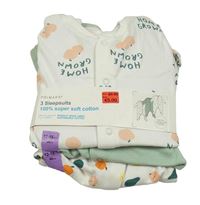 Nové - 3x overal - bílý s jablky + světlezelený + bílý s ovocem Primark