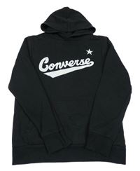 Černá mikina s logem a kapucí Converse