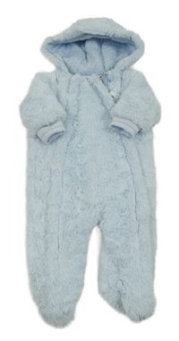Světlemodrá chlupatá zateplená kombinéza s kapucí Babaluno
