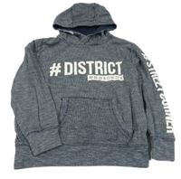 Tmavomodrá vzorovaná mikina s nápisem a kapucí Yigga