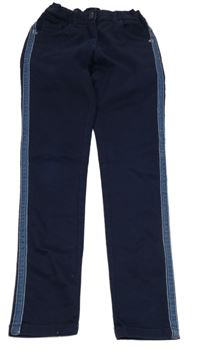 Tmavomodré plátěné kalhoty s pruhem Alive